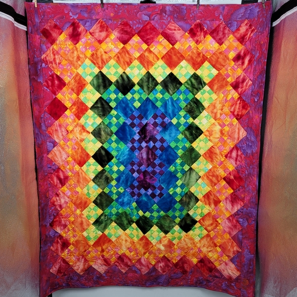 Handmade Rainbow Quilt OOAK - Picture 1 of 14